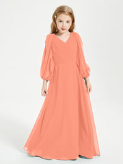 Modest Long Sleeved Junior Bridesmaid Gowns Sunset