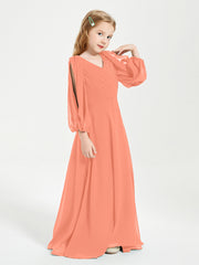 Modest Long Sleeved Junior Bridesmaid Gowns Sunset