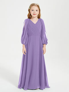 Modest Long Sleeved Junior Bridesmaid Gowns Tahiti