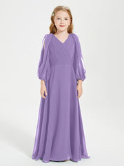 Modest Long Sleeved Junior Bridesmaid Gowns Tahiti