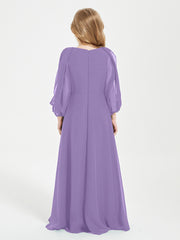 Modest Long Sleeved Junior Bridesmaid Gowns Tahiti