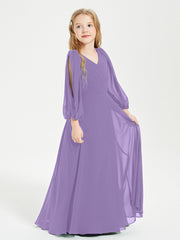 Modest Long Sleeved Junior Bridesmaid Gowns Tahiti