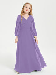 Modest Long Sleeved Junior Bridesmaid Gowns Tahiti