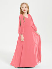 Modest Long Sleeved Junior Bridesmaid Gowns Watermelon
