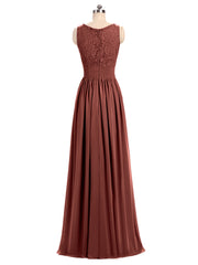 V-neck Chiffon Dresses with Lace Strap Terracotta