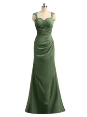 Sheah Open Back Dresses with Sweethart Olive Green