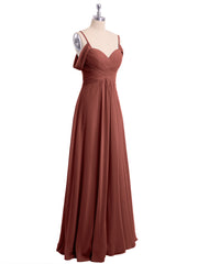 Off The Shoulder Chiffon Dresses with Spaghetti Straps Terracotta