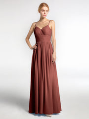 Chiffon Spaghetti Strap Maxi Dresses Terracotta