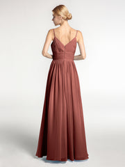 Chiffon Spaghetti Strap Maxi Dresses Terracotta