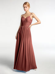 Chiffon Spaghetti Strap Maxi Dresses Terracotta