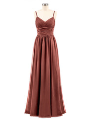 Chiffon Spaghetti Strap Maxi Dresses Terracotta
