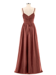 Chiffon Spaghetti Strap Maxi Dresses Terracotta