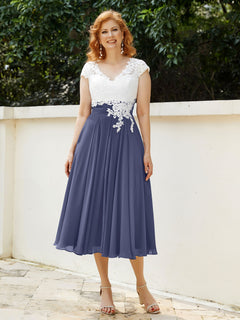 Cap Sleeves Chiffon Dresses with Ivory Bodice Stormy