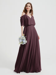 Spaghetti Strap Dresses with Flutter Sleeves Cabernet
