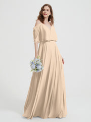 Spaghetti Strap Dresses with Flutter Sleeves Champagne