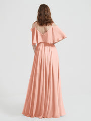 Spaghetti Strap Dresses with Flutter Sleeves Coral