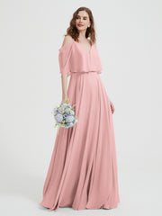 Spaghetti Strap Dresses with Flutter Sleeves Dusty Rose
