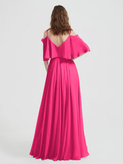 Spaghetti Strap Dresses with Flutter Sleeves Fuchsia