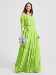 Spaghetti Strap Dresses with Flutter Sleeves Lime Green