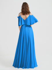 Spaghetti Strap Dresses with Flutter Sleeves Ocean Blue