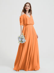 Spaghetti Strap Dresses with Flutter Sleeves Orange