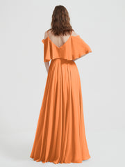 Spaghetti Strap Dresses with Flutter Sleeves Orange