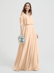 Spaghetti Strap Dresses with Flutter Sleeves Peach