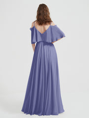 Spaghetti Strap Dresses with Flutter Sleeves Periwinkle