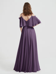 Spaghetti Strap Dresses with Flutter Sleeves Plum