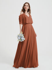 Spaghetti Strap Dresses with Flutter Sleeves Rust