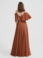 Spaghetti Strap Dresses with Flutter Sleeves Rust