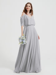 Spaghetti Strap Dresses with Flutter Sleeves Silver