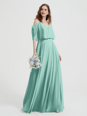 Spaghetti Strap Dresses with Flutter Sleeves Turquoise