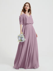 Spaghetti Strap Dresses with Flutter Sleeves Vintage Mauve
