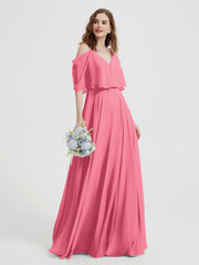Spaghetti Strap Dresses with Flutter Sleeves Watermelon