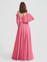 Spaghetti Strap Dresses with Flutter Sleeves Watermelon