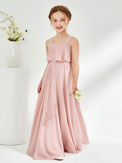 Cute Shoulder Straps Junior Bridesmaid Dresses Dusty Rose