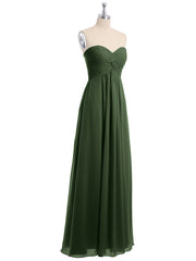 Empire Strapless Chiffon Gown with Sweetheart Neck Olive Green