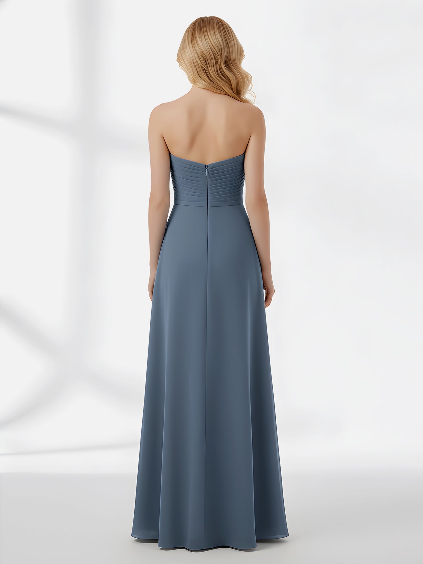 BABARONI Chiffon Plum Bridesmaid Dresses A-line Sweetheart Spaghetti Straps  Floor-length – BABARONI UK