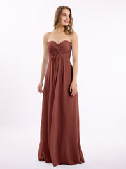 Empire Strapless Chiffon Gown with Sweetheart Neck Terracotta