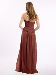 Empire Strapless Chiffon Gown with Sweetheart Neck Terracotta