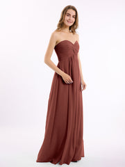 Empire Strapless Chiffon Gown with Sweetheart Neck Terracotta