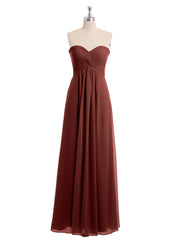 Empire Strapless Chiffon Gown with Sweetheart Neck Terracotta