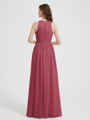 Simple Chiffon Bridesmaid Dress with Slit Cinnamon Rose