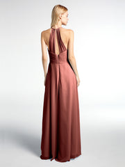 V-neck Spaghetti Straps Elegant Bridesmaid Dress Terracotta