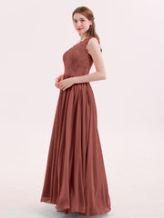 One Shoulder Dresses with Lace Bodice Terracotta