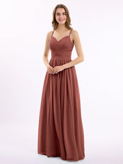 Spaghetti Strap Maxi Dress with Sweetheart Terracotta