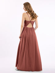 Spaghetti Strap Maxi Dress with Sweetheart Terracotta