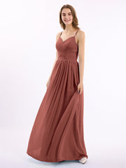 Spaghetti Strap Maxi Dress with Sweetheart Terracotta