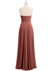 Strapless Long Chiffon Dresses with Cascade Hem Terracotta
